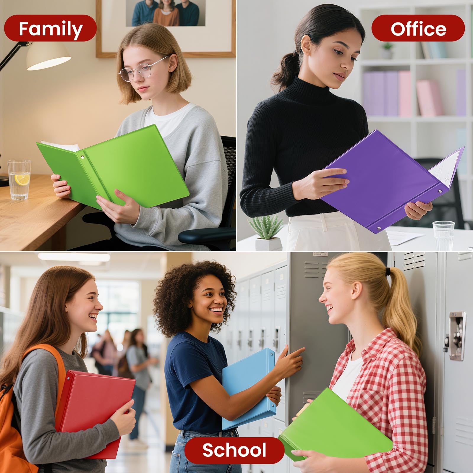SUNEE 3 Ring Binder 1/2 Inch 1 Pack, Clear View Binder Three Ring PVC-Free (Fit 8.5x11 Inches) for School or Office Supplies, Black