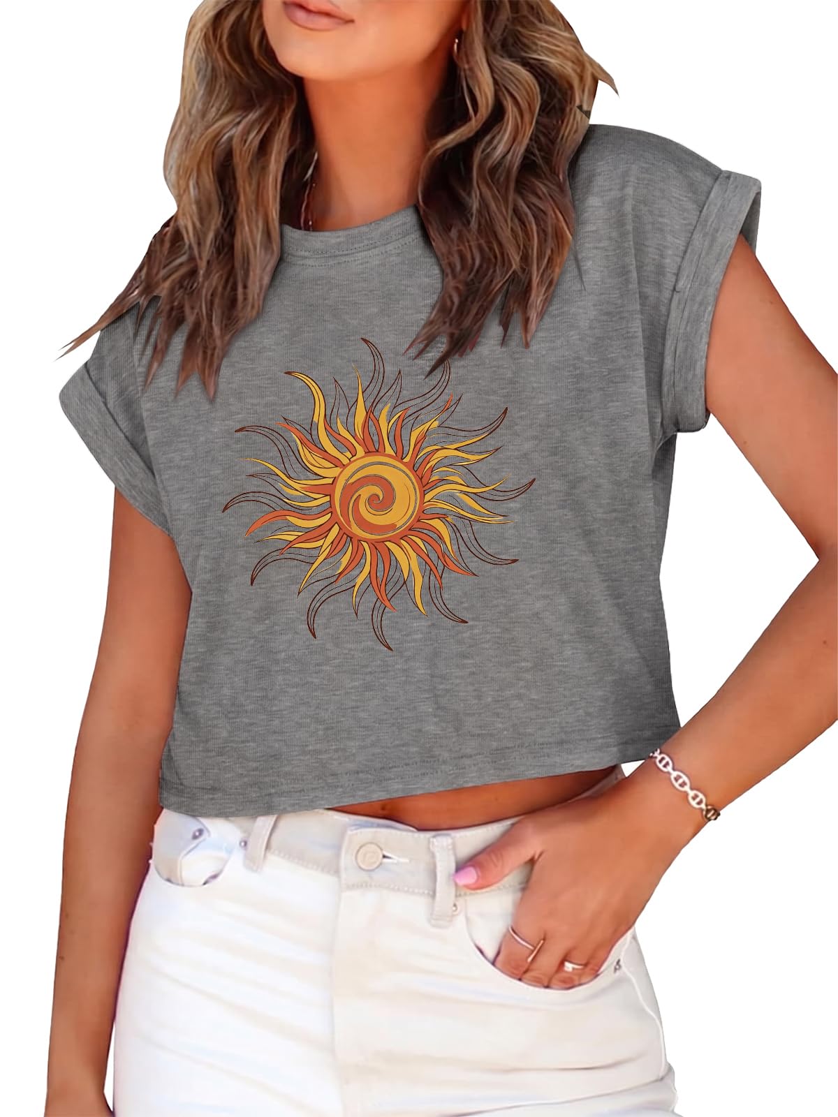 Summer Short Sleeve Crop Tops Womens Crewneck Roll Cap Sleeve T Shirts Loose Fit Basic Tees 2026