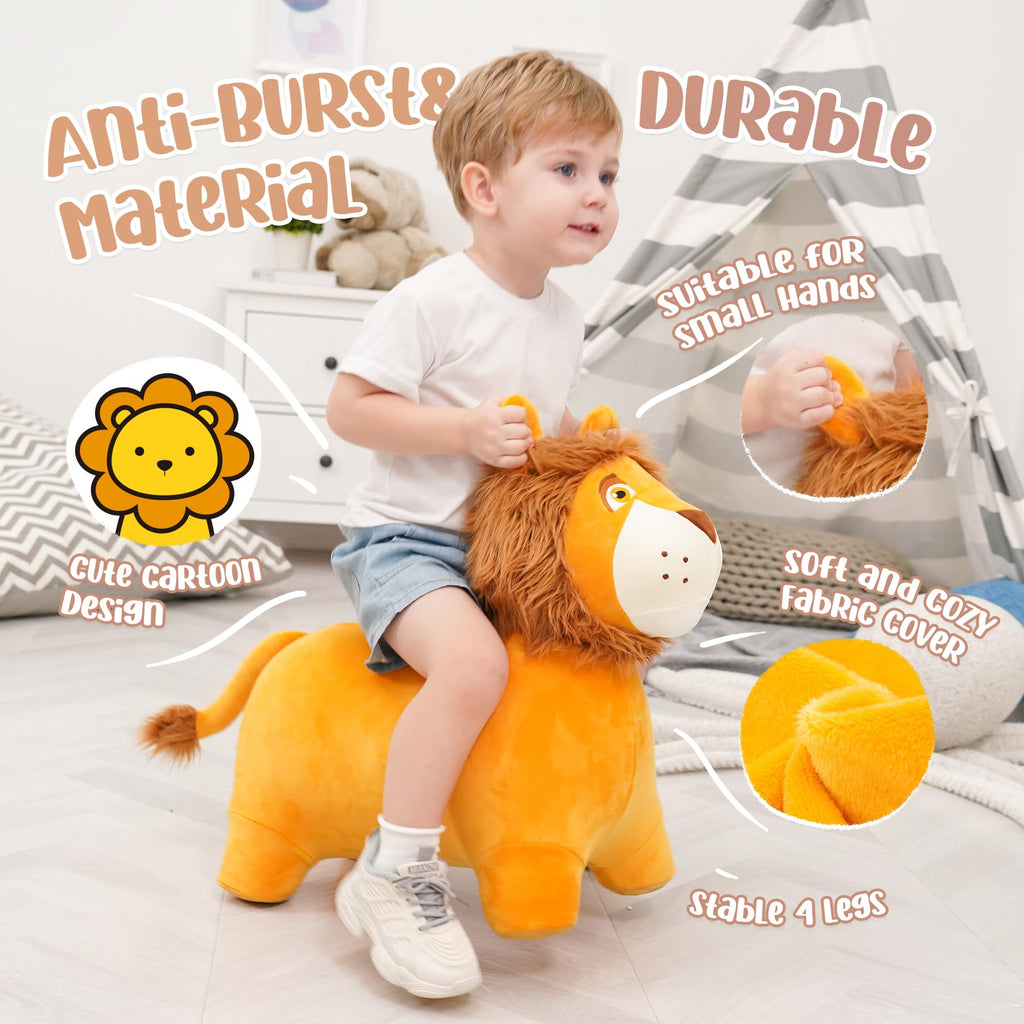 Kids Dinosaur Bouncy Animal Toys, Inflatable Triceratops Bouncer, Ride on Bounce Hopper, Indoor Outdoor Activity Birthday Gift for 18 Months 2 3 4 Years Old Boys