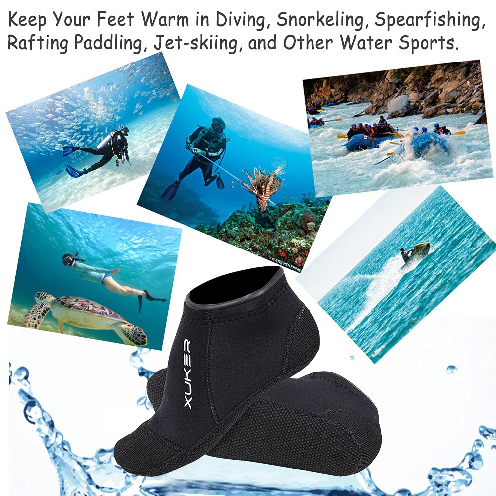XUKER Neoprene Water Socks 3mm, Sand Proof Beach Volleyball Socks Diving Socks for Outdoor Water Sports