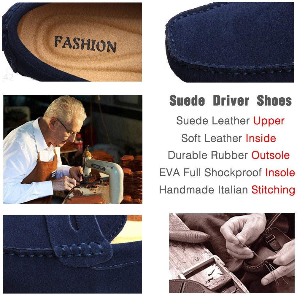 JIONS Mens Driving Penny Loafers Suede Moccasins Slip On Casual Dress Boat Shoes