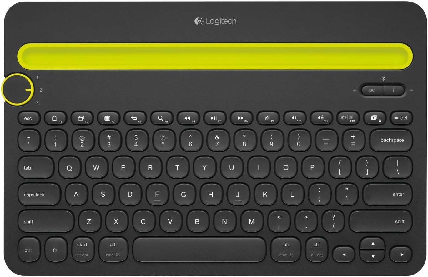 Logitech K480 Wireless Multi-Device Keyboard for Windows, macOS, iPadOS, Android or Chrome OS, Bluetooth, Compact, Compatible with PC, Mac, Laptop, Smartphone, Tablet - Black