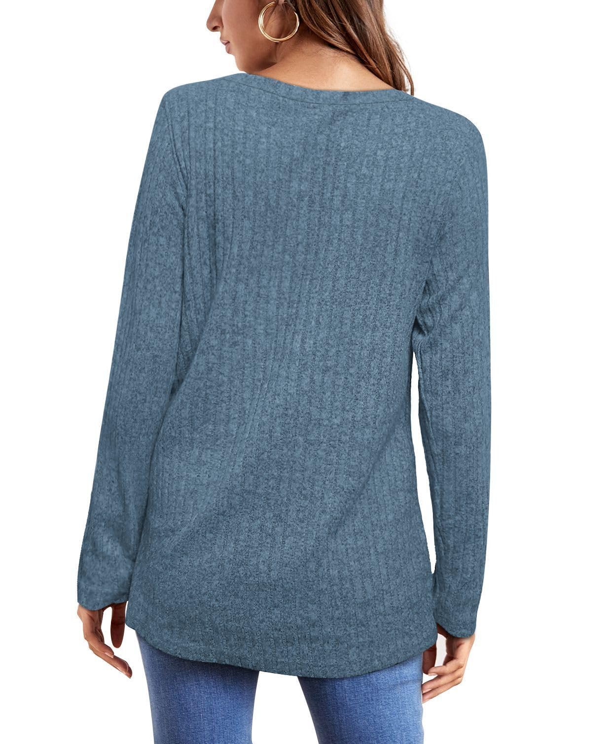 OFEEFAN Long Sleeve Shirts for Women Loose Fit Crew Neck Tunic Tops Blouse Dressy Casual Fall Winter Clothes Outfits