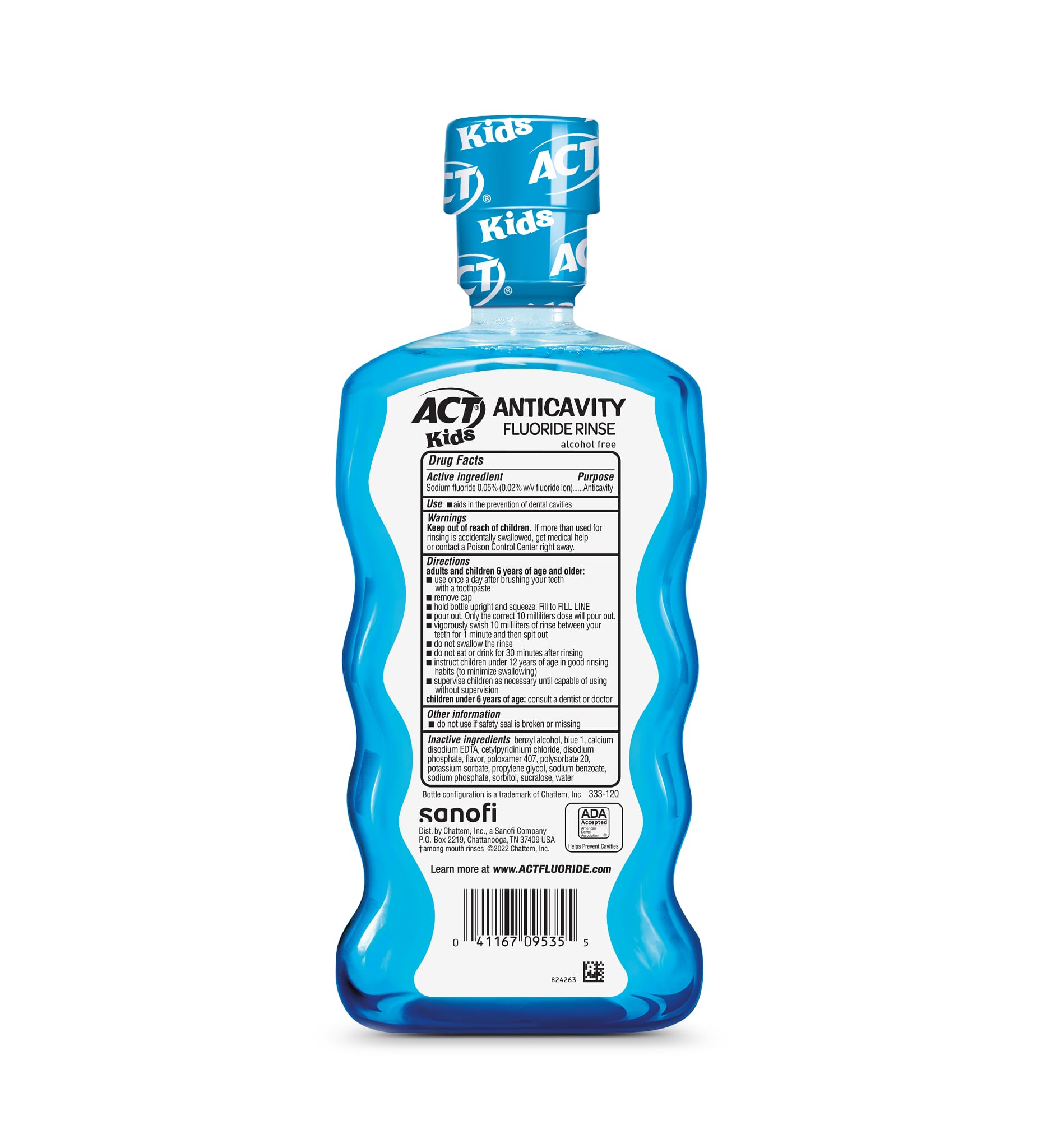 ACT Kids Anticavity Fluoride Mouthwash, Sugar & Alcohol Free Mouth Rinse Strengthens Teeth, Bubble Gum Blowout, 16.9 fl. oz.(Pack of 3)
