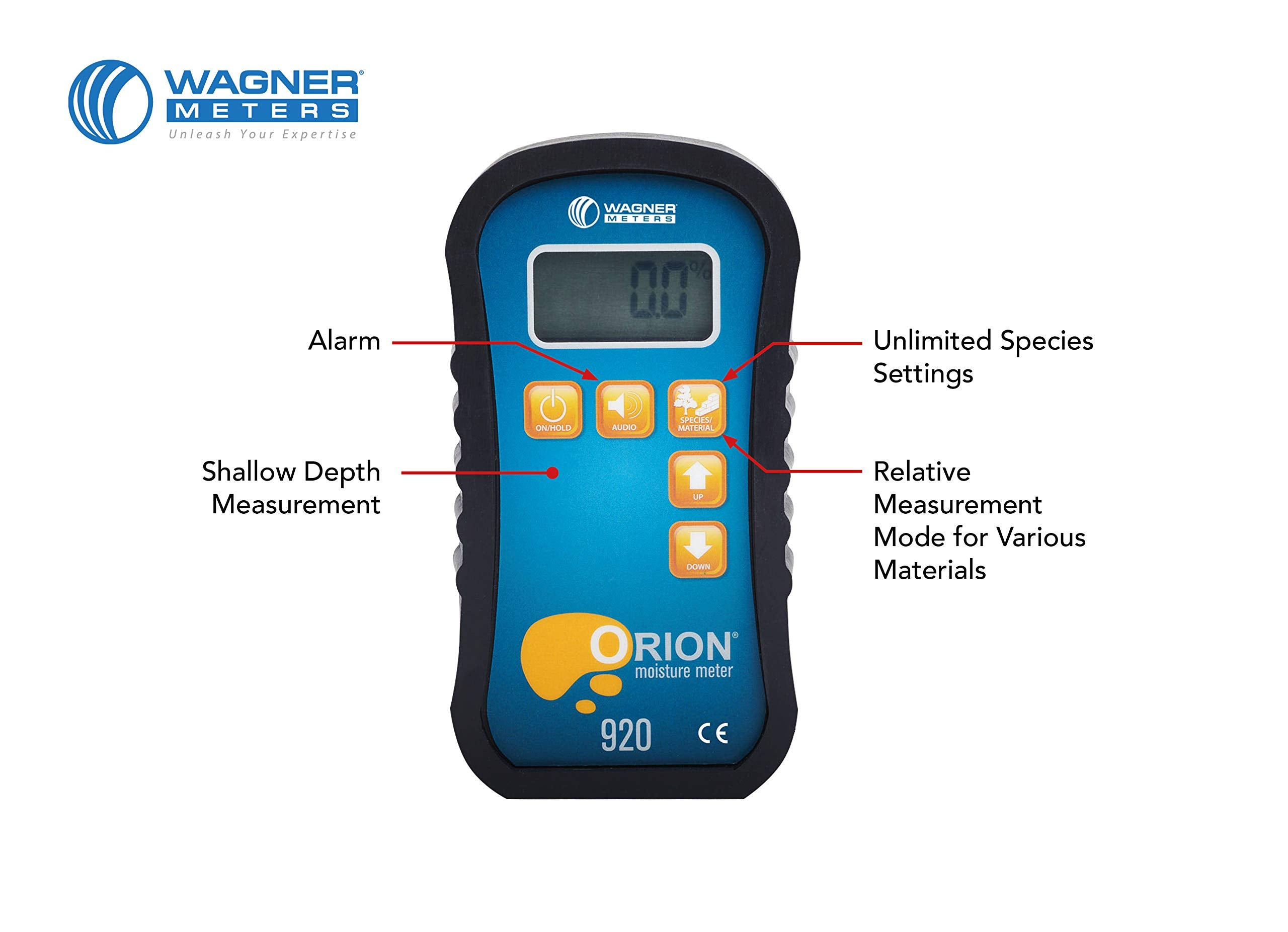 Orion® 910 Pinless Wood Moisture Meter Kit by Wagner Meters | Accurate, Non-Damaging, Deep Depth Lumber Moisture Measurement, On-site Calibration (Standard Calibrator)
