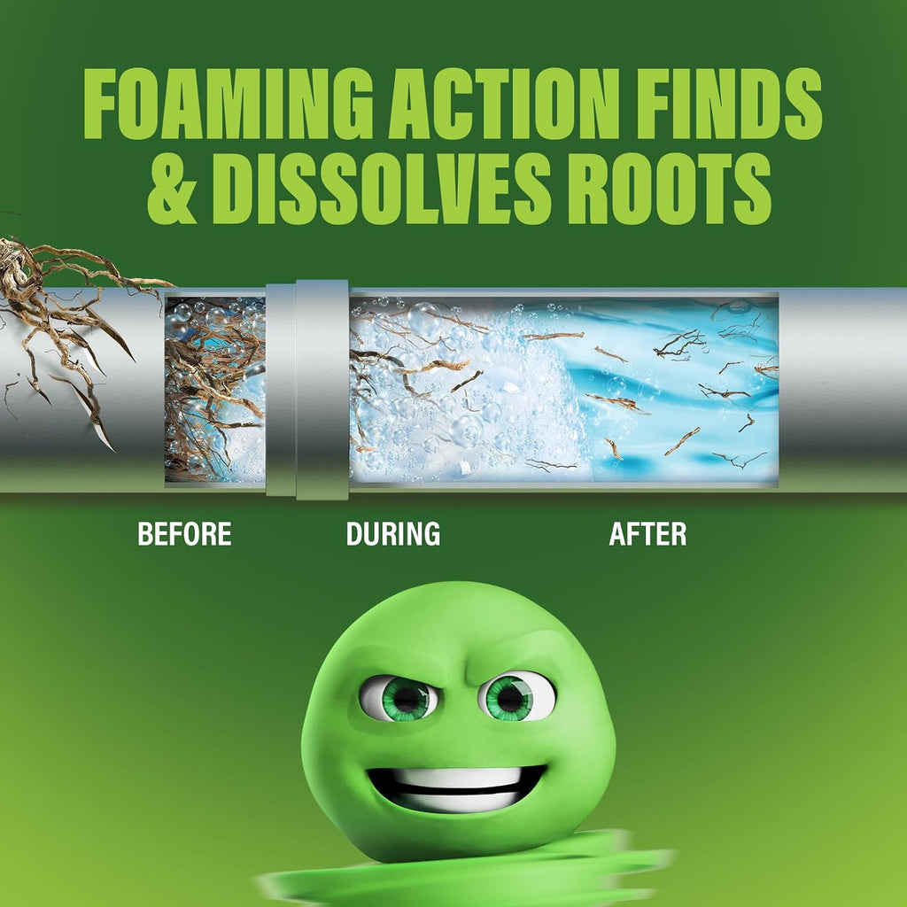 Green Gobbler, FOAMING Root Killer | Kills Tree Roots in Pipes & Sewer Lines | Contains No Copper Sulfate | Safe for Pipes and Septic - 4 USES, 10LBS