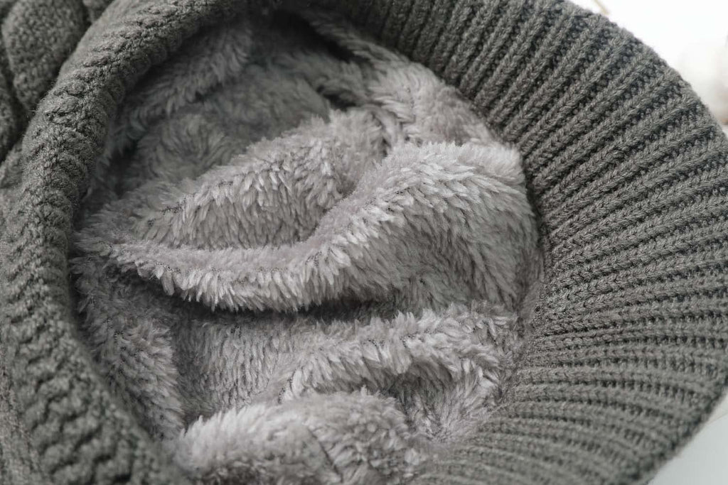 Women Winter Warm Knit Hat Wool Snow Ski Caps with Visor
