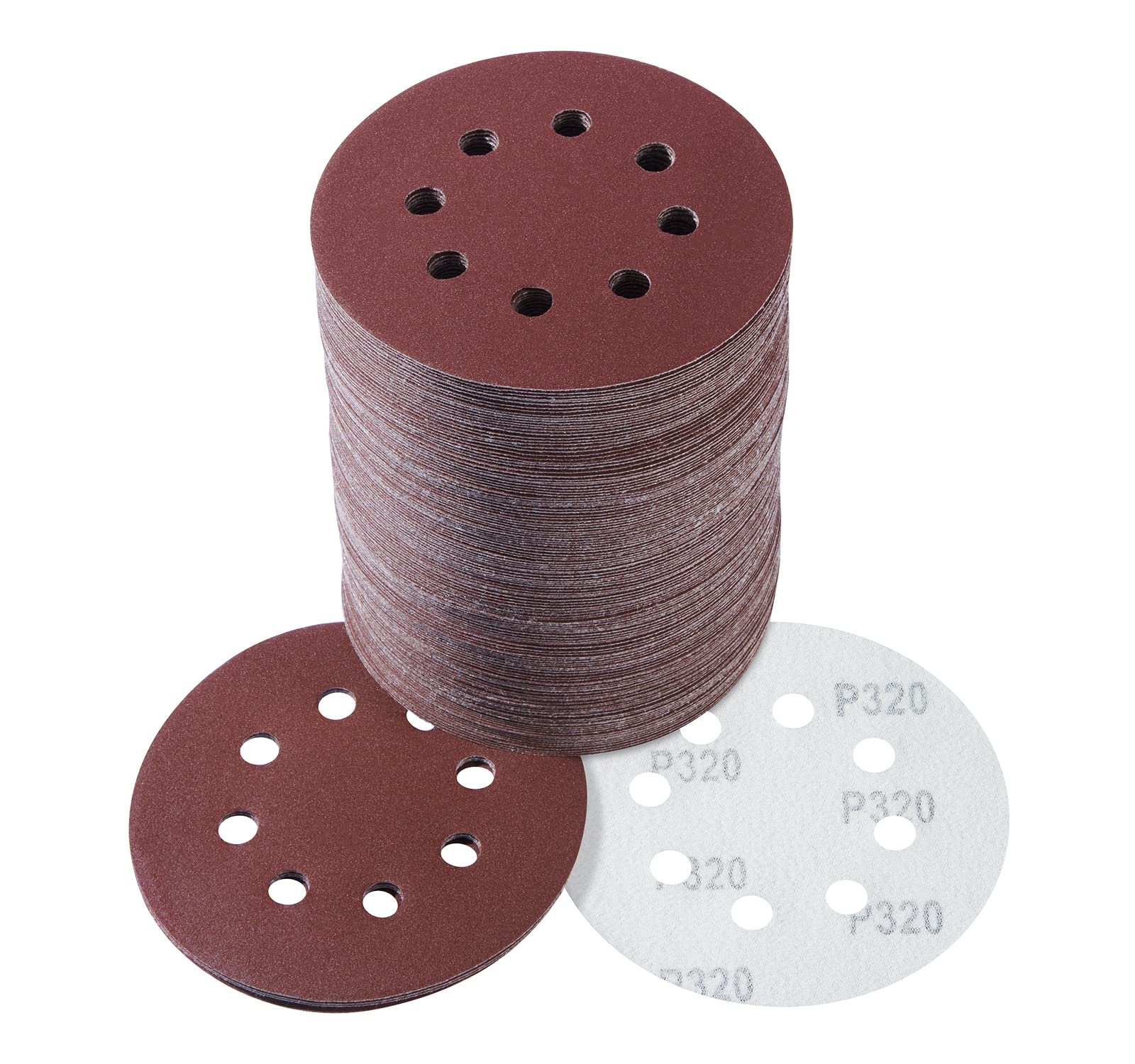 S SATC 72 PCS 5 Inch 8 Hole Hook and Loop Adhesive Sanding Discs Sandpaper for Random Orbital Sander 40 60 80 120 180 240 320 Grits