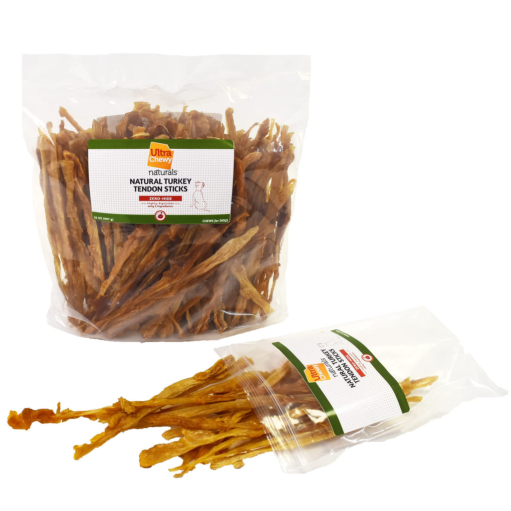Ultra Chewy Turkey Tendon Knotted Bones for Dogs - Premium All-Natural, Hypoallergenic, Long-Lasting Dog Chew Treat, Easy to Digest - Ingredient Sourced from USA (3.5 Inch - 4 Pack)
