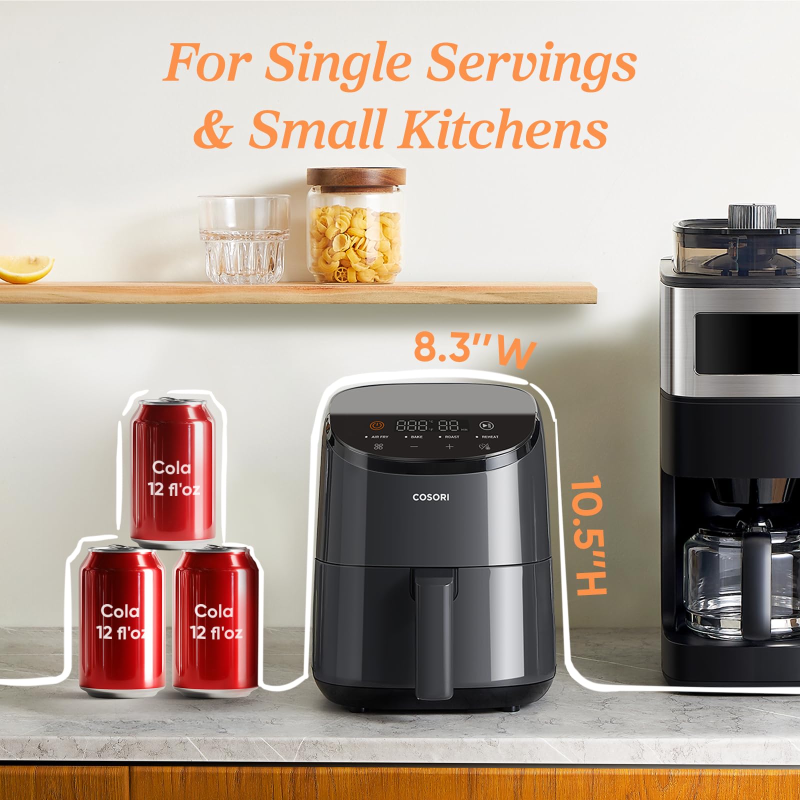Cosori 11-in-1 Air Fryer Oven, 13Qt Small Footprint Airfryer combo with Rotisserie, Toast, Bake, Roast, Reheat Functions and more, Recipe Book & 6 Accessories Included, Perfect for Small Contertop