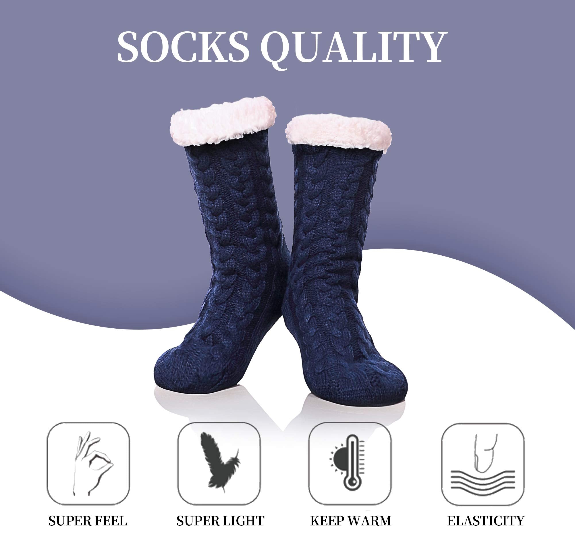 SDBING Women's Winter Super Soft Warm Cozy Fleece Lined Fuzzy Slipper Socks with Grippers