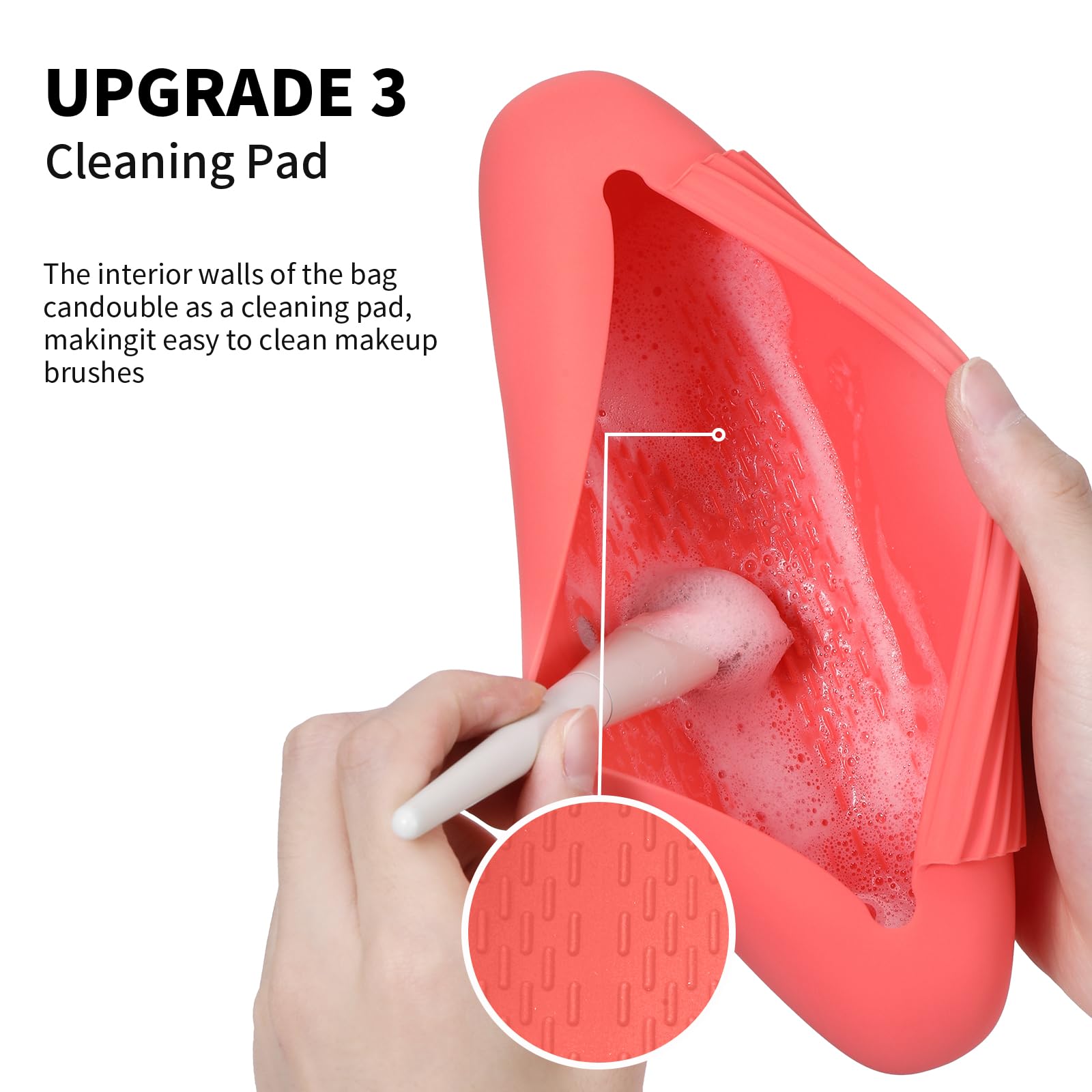 AGIKET Silicone Makeup Brush Holder Travel Cosmetic Bag：Soft Portable Cosmetic Face Brushes Holder with Upgrade Anti-Fall Out Magnetic Closure, Large Travel Makeup Brush Case - Walnut