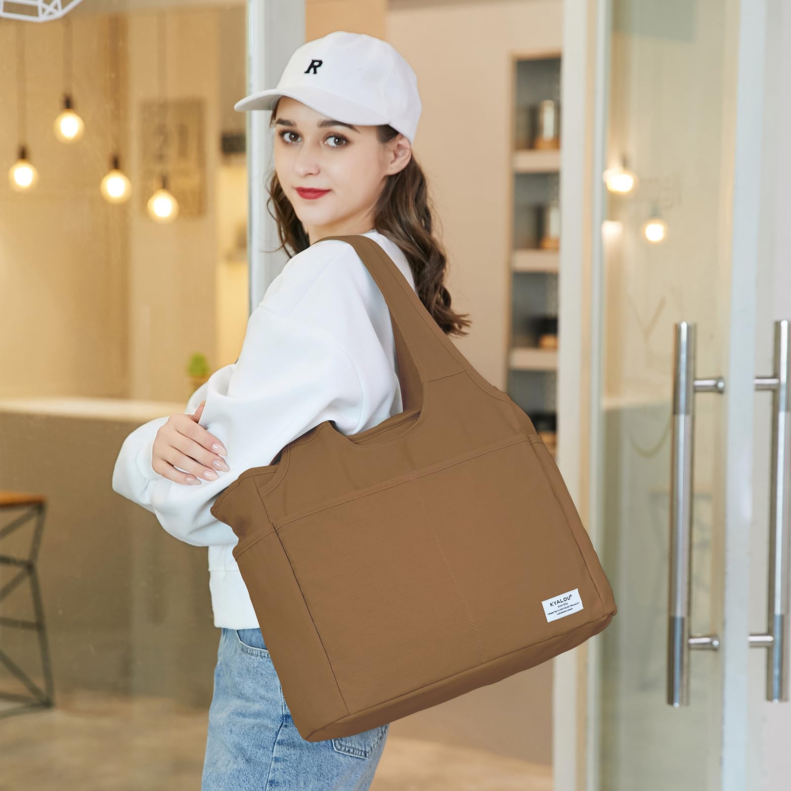 KYALOU Utility Large Tote Bag, Women Casual Shoulder Bags for Work School Gym Beach Travel Shopping Grocery | Utility