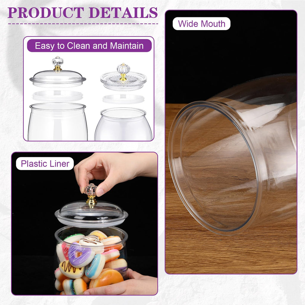Nuogo 6 Pcs Plastic Candy and Cookie Jar with Lids Decorative Apothecary Jars Candy Buffet Containers Clear Airtight Food Storage Canister Home Decoration(42 oz,Classic)