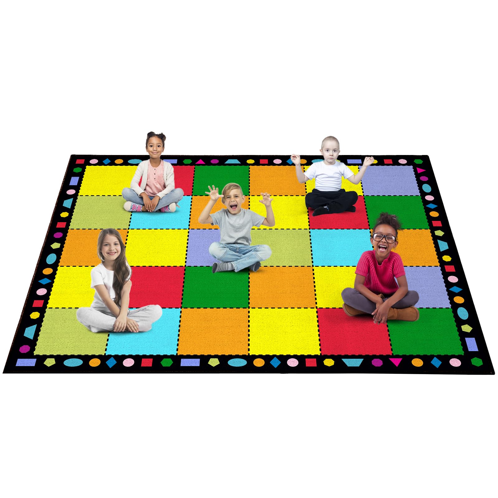 Booooom Jackson Classroom Rug Large Colorful Classroom Carpet with Non-Slip Backing, 9 x 12 ft Children's Classroom Seating Rug Elementary