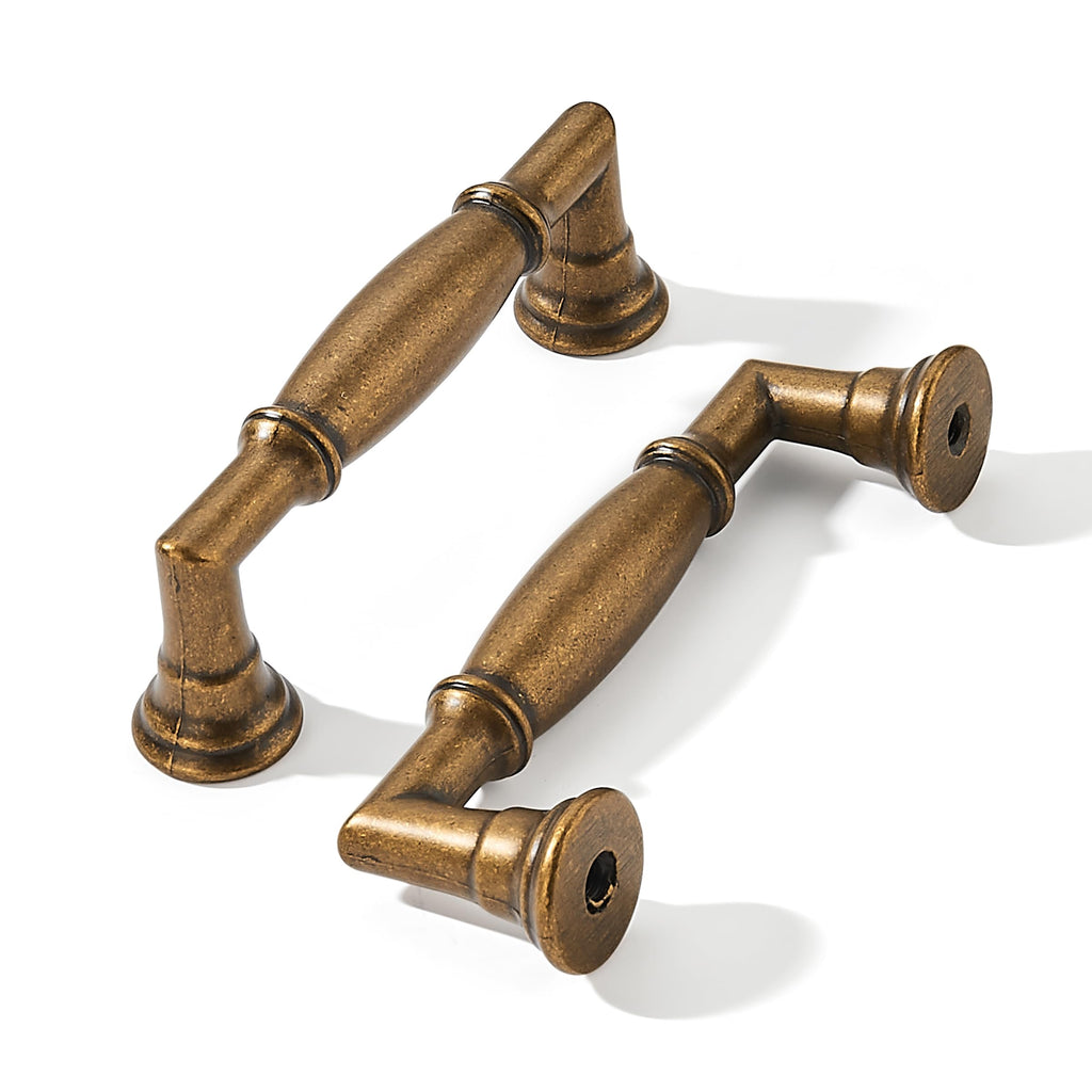 khtumeware 2 Pack 1-1/4 Inch(32mm) Antique Brass Round Cabinet Knobs Heavy Duty Soild Vintage Brass Cabinet Knobs Kitchen Antique Bronze Cabinet Hardware for Cupboard Drawer Handles