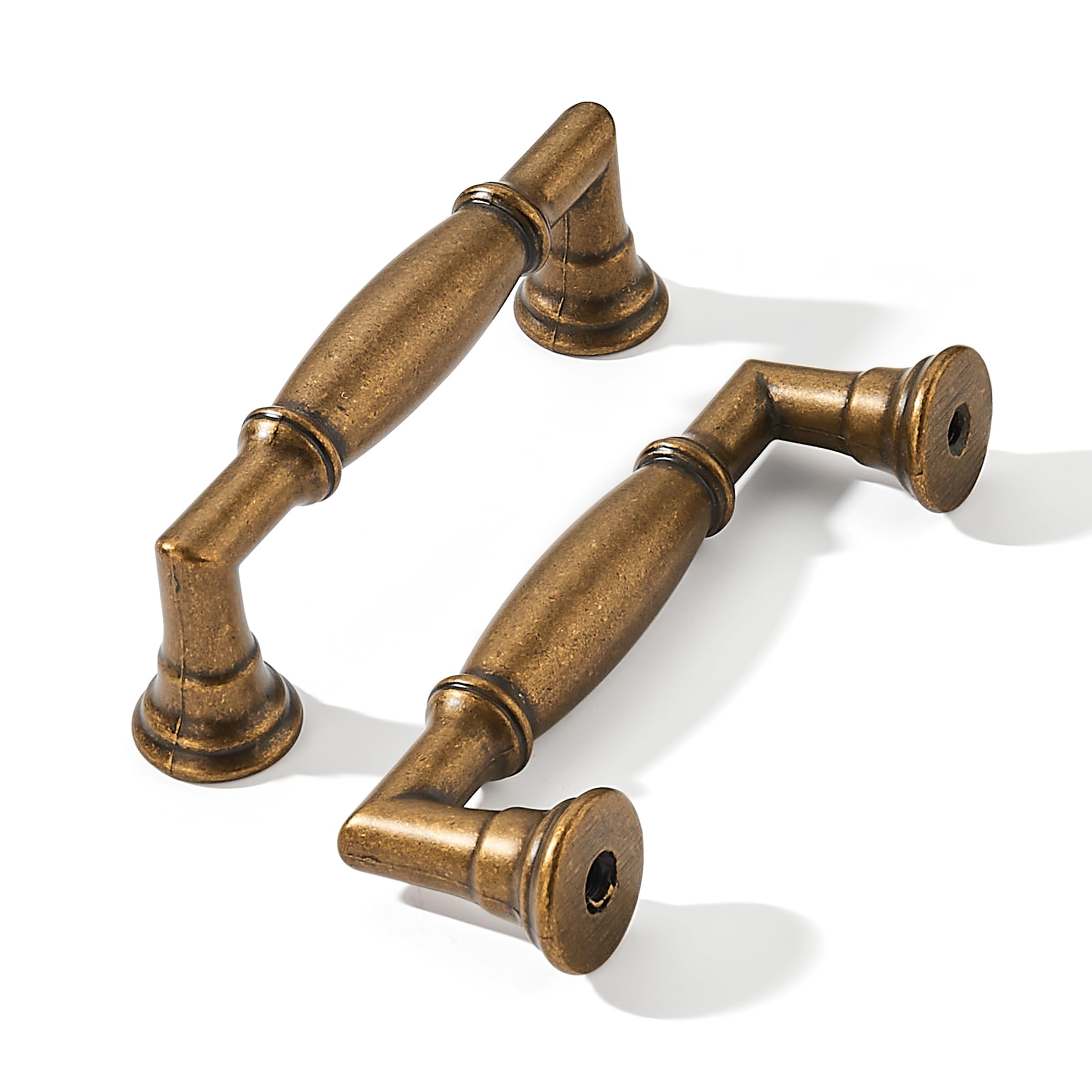 khtumeware 2 Pack 1-1/4 Inch(32mm) Antique Brass Round Cabinet Knobs Heavy Duty Soild Vintage Brass Cabinet Knobs Kitchen Antique Bronze Cabinet Hardware for Cupboard Drawer Handles