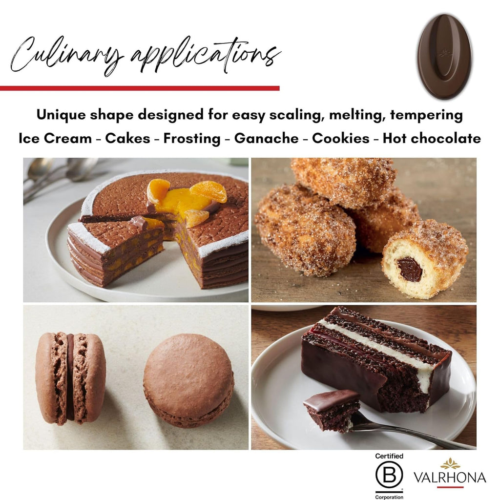 Valrhona Premium Baking Chocolate Discs (Feves), Creamy Milk JIVARA 40% w/Hints of Vanilla and Malt, and Dark Chocolate GUANAJA 70% w/Intense & Smooth with Bitter Notes, For Cookies, Cakes, and more