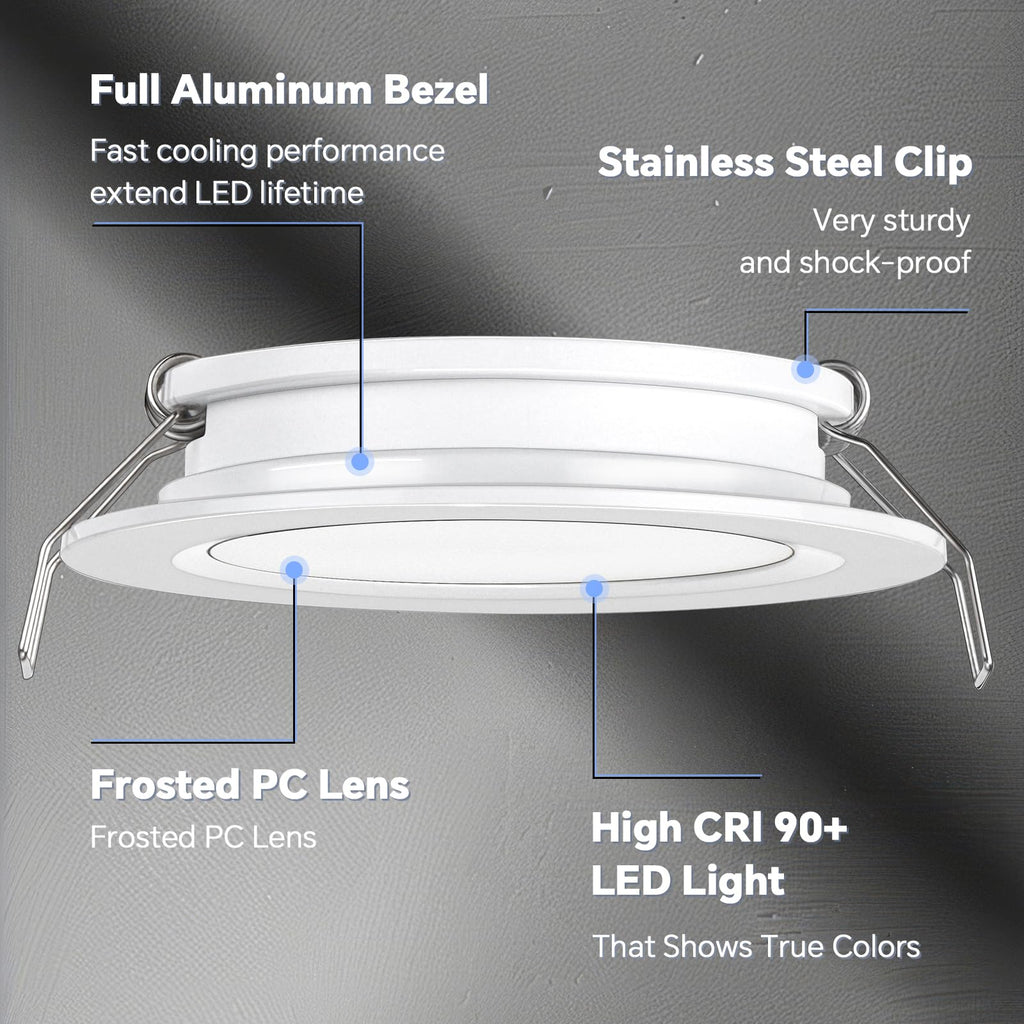 acegoo RV 2.75" Recessed LED Ceiling Light 12V Ultra-Thin Puck Light, Dimmable RV Lights Interior for Camper Van Truck Motorhome Boat Sailboat Roof Under Cabinet Lighting, 6 Pack (White,Cool White)
