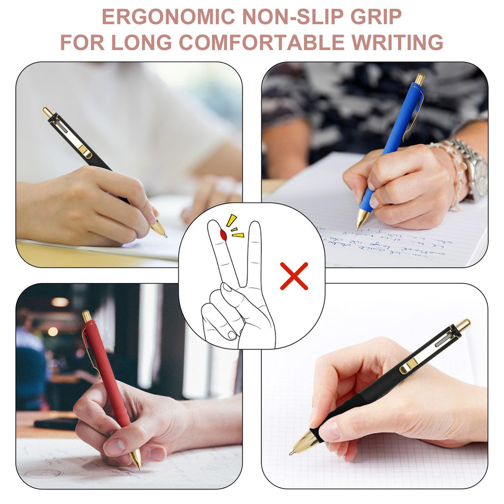 Linbsunne Ballpoint Pens Medium Point 1mm Pen with Super Soft Grip Ball Point Pen for Men Women Retractable Pens (Blue Ink+Black Ink+Red Ink)