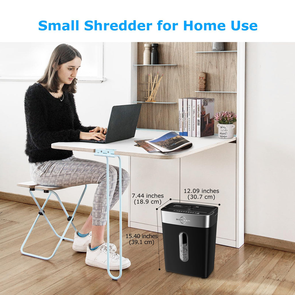 BONSEN Shredder for Home Office, 4 Gallons 8-Sheet Cross Cut Credit Card Shredder, Small Paper Shredder for Home Use, High Security Level P-4, ETL Certification (S3101)