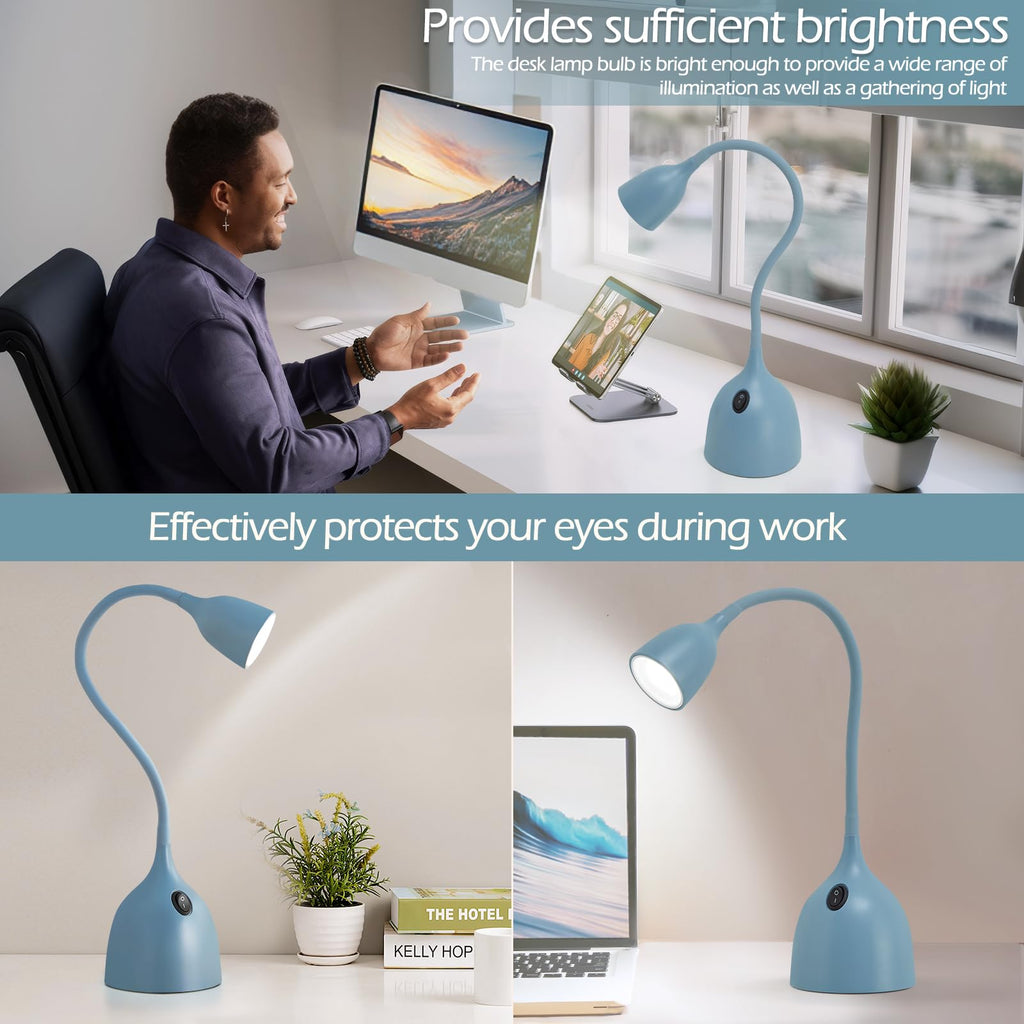 EJIAXIN Gooseneck Desk Lamp 360° LED Flexible Reading Light Small Desk Lamps for Small Spaces Home Office Bedroom College Dorm Desk Bookshelf Nightstand Table Lamp (Purple)