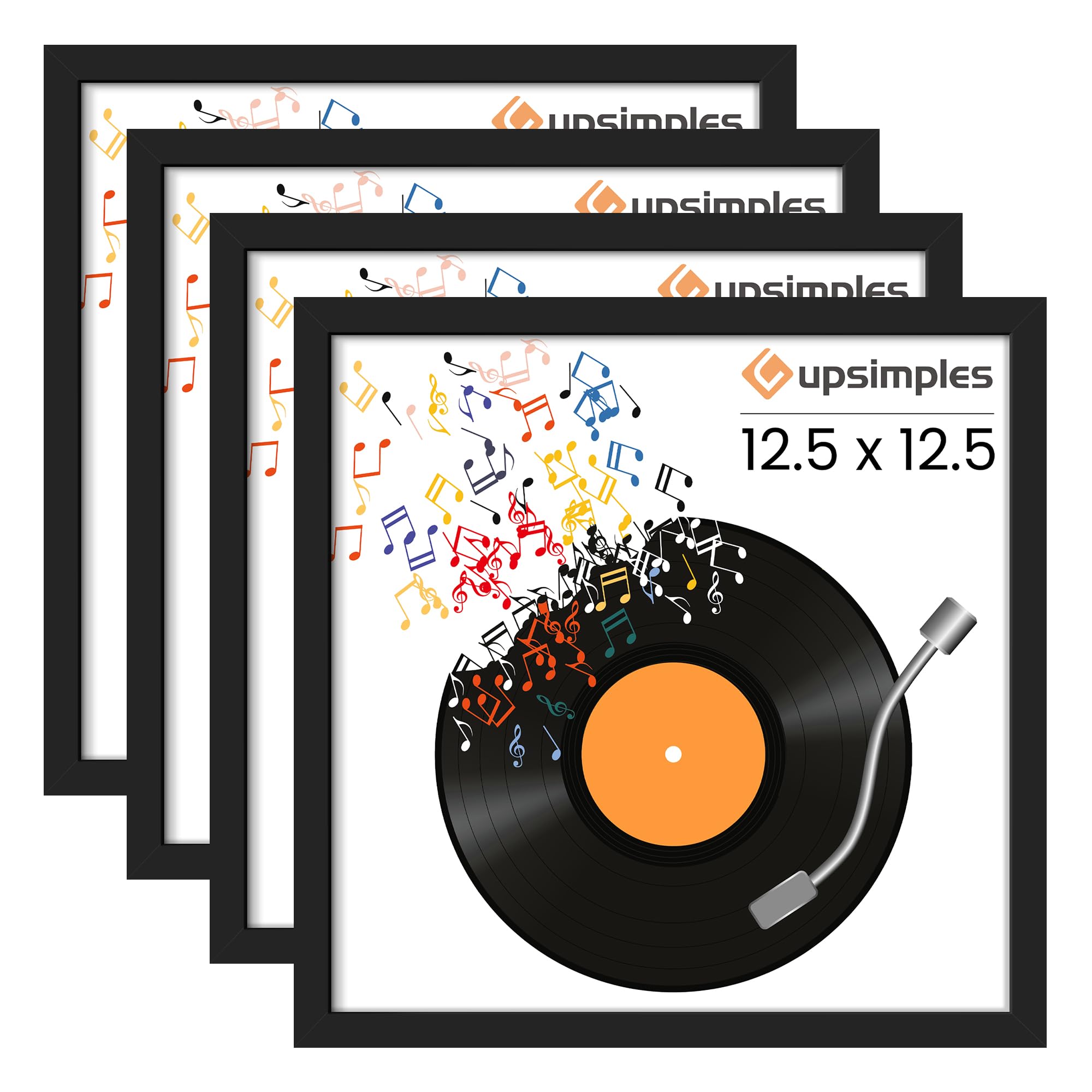 upsimples 12.5x12.5 Record Frame, Vinyl Frames for 12inch Album Cover, Wall Display for Home Decor, Black, 2 Pack
