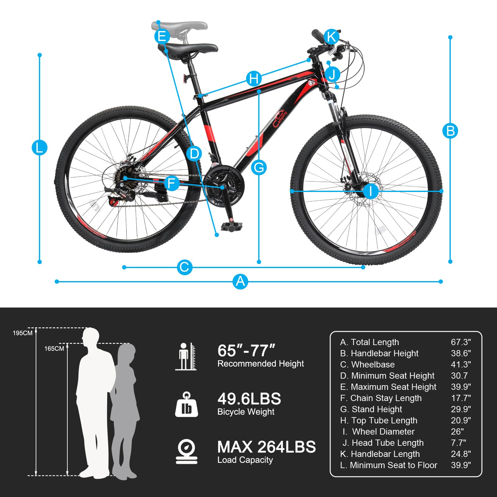 Ktaxon Mountain Bike 24/26/27.5 Inch Men & Women Mountain Bike with 21-Speed Adult Bikes, Double Disc Brake, Suspension Fork and High Carbon Steel Frame