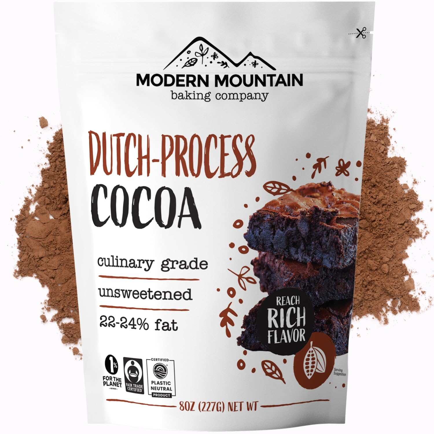 Cocoa Powder (1 lb) Dutch Processed Cocoa Powder, Unsweetened, Extra Rich Cocoa Flavor, 22-24% Fat, Premium Culinary Grade, Non-GMO, Perfect Cocoa for Baking and Cooking