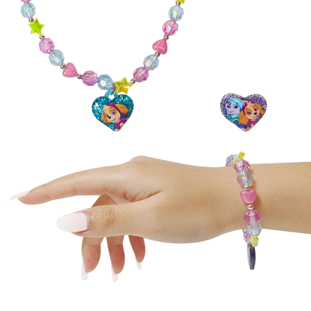 LUV HER Paw Patrol Girl's Jewelry Set - Dress up Toy Jewelry Box Set with Bead Necklace, Bracelet and Ring - Play Accessories - Ages 3+