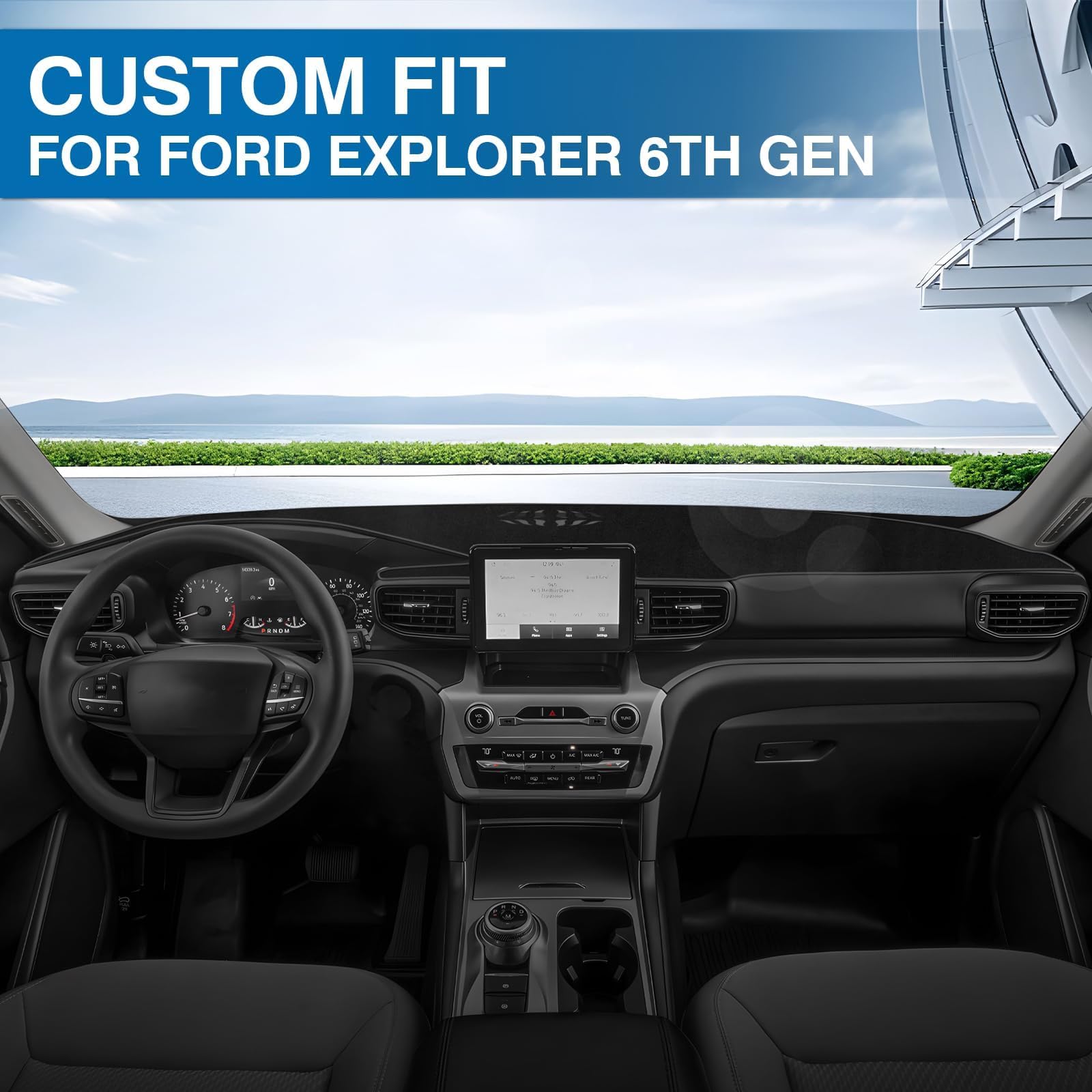 KUST Black Dash Cover for Ford Ranger 1995-2011/Ford Explorer 1995-2001/Mazda B2300 B2500 B3000 B4000 1995-2008/Mercury Mountaineer 1997-2001 Polyester Dashboard Cover Accessories for Ranger