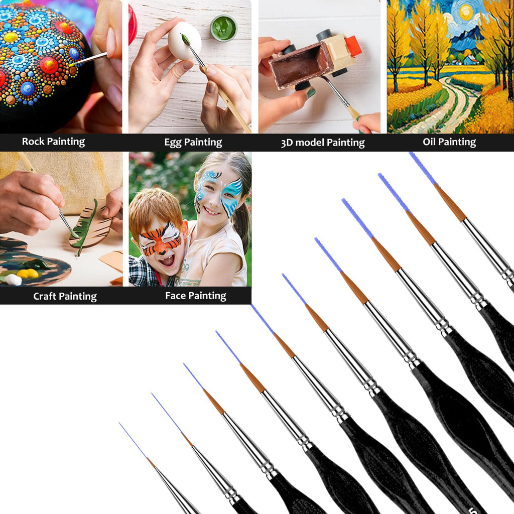 5PC Miniature Paint Brush for Fine Detailing, Detail Paint Brushes, Small Painting Brushes for Art, Crafts, Acrylic, Watercolor, Model, Face, Paint by Number, Figurine(Black)