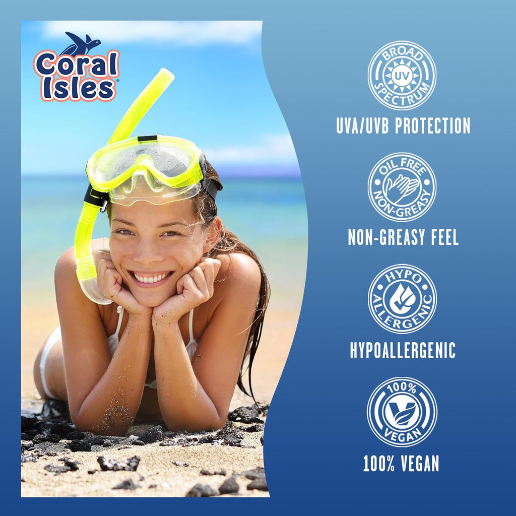 Coral Isles by Rocky Mountain Sunscreen | SPF 30 Lotion | Broad Spectrum UVA/UVB Protection | Hawaii Reef-Safe Act Compliant | Oxybenzone & Octinoxate Free | Water Resistant 80 Min. | 32 Fl Oz