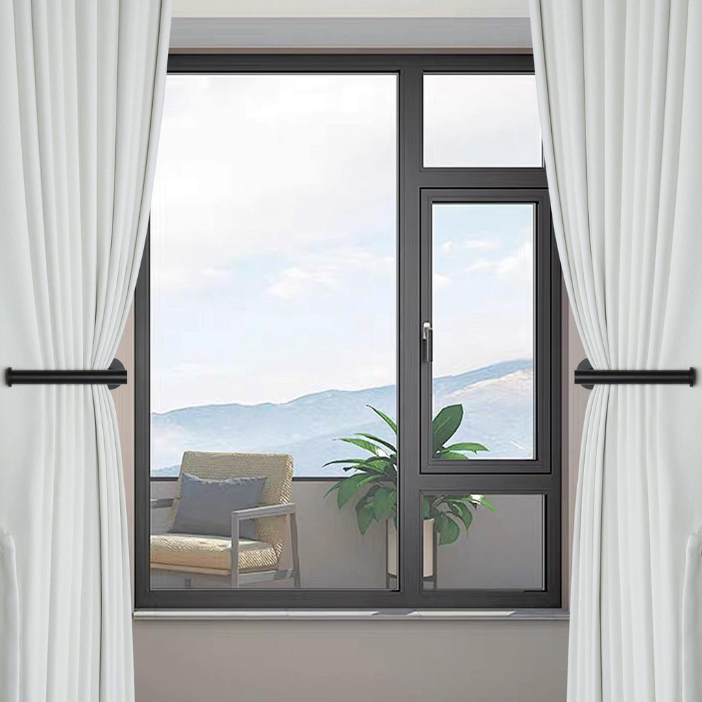 Groleca 2 Pack Adhesive Curtain Holdbacks Curtain Tie Backs Curtain Holdbacks No Drill Curtain Pull Backs Adhesive Curtain Hooks Curtain Holders for Drapes (2, Black)