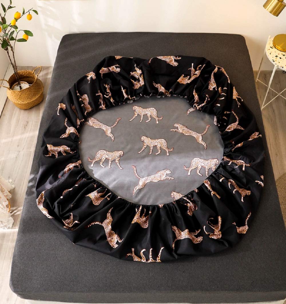 Bedding Fitted Sheet with Deep Pocket,3D Pattern Printed Fabric Bed Sheets (Black Butterfly,Twin)