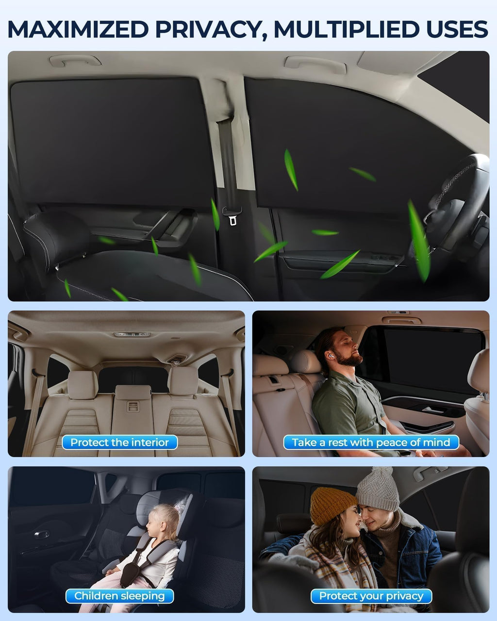 for Toyota 4Runner 2010-2024 Car Window Shades, 8pcs Privacy Sun Shade Set for Front Windshield Side and Rear Windows, Full Window Covers Keeps Vehicle Cool for Camping Napping