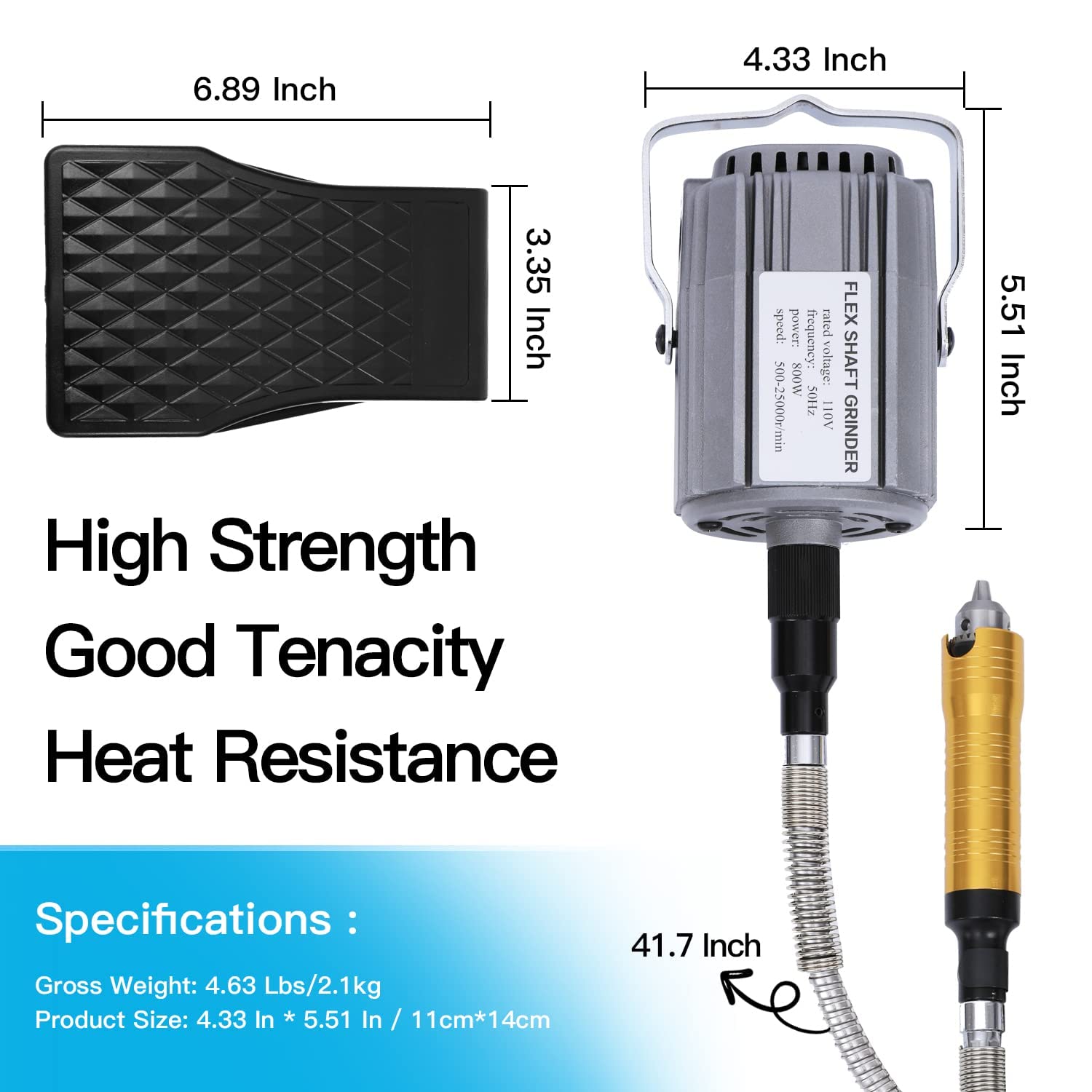 380W Flex Shaft Rotary Tool with Stepless Speed Foot Pedal, Multi-Function Metal Hanging Grinder Carver Kit - Ideal for Carving, Buffing, Drilling, Polishing, Sanding, Cutting- Includes DIY Accessorie