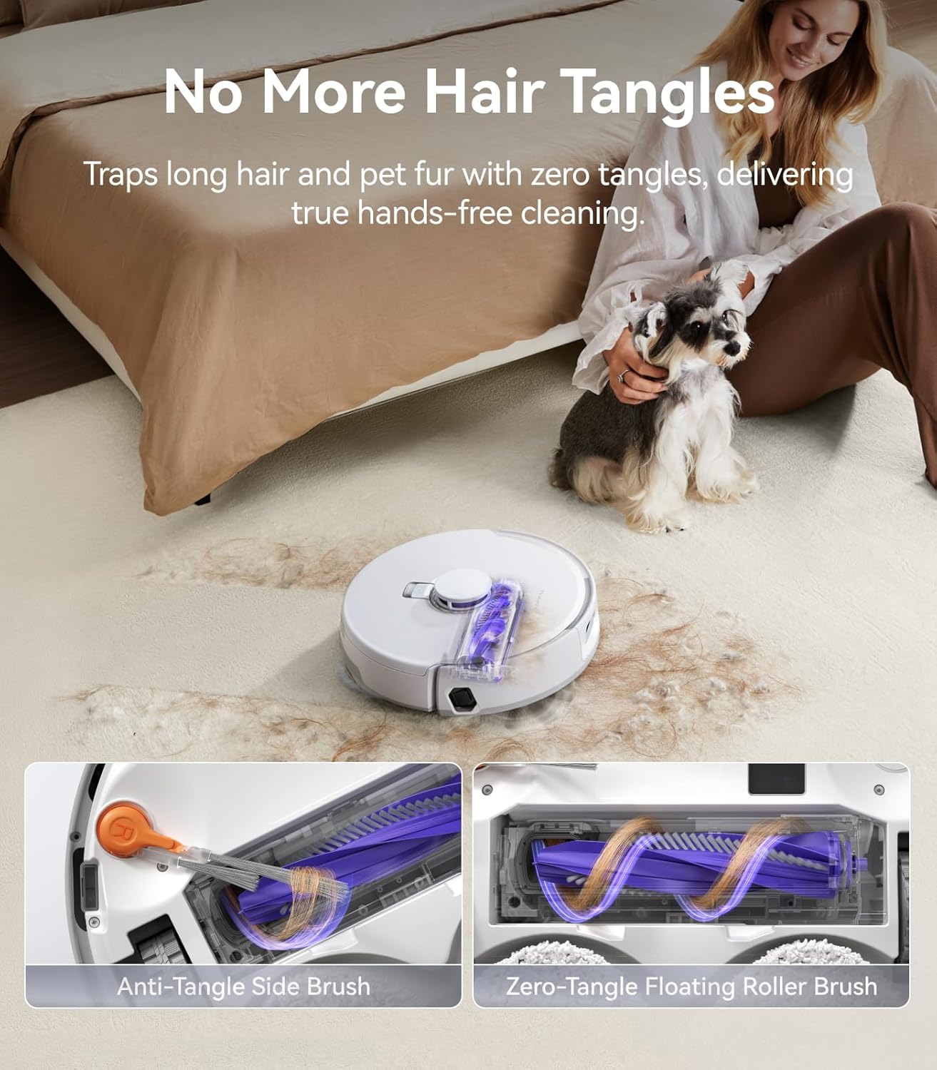 NARWAL Freo Z10 Turbo Robot Vacuum and Mop Combo, 25,000Pa Powerful Cleaning for Every Surface, Tangle-Free for Pet Hair, Smart Obstacle Avoidance, Self-Emptying, Mop Washing, for Carpet & Hard Floors