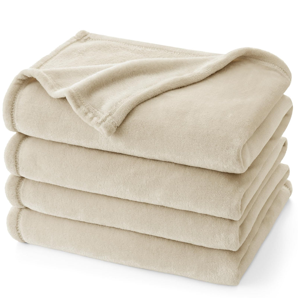 PHF Oversized King Big Fleece Blanket 120"x120", No Shed No Pilling Extra Large Soft Blanket, Giant 10'x 10' Lightweight for Bed, Sofa Travel and Camping, Suitable for All Season, Beige
