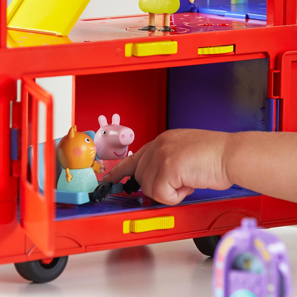 Peppa Pig 2-in-1 Party Bus Playset with 3 Figures and 13 Accessory Pieces, Preschool Toys for Girls and Boys, Kids Gifts, Ages 3+
