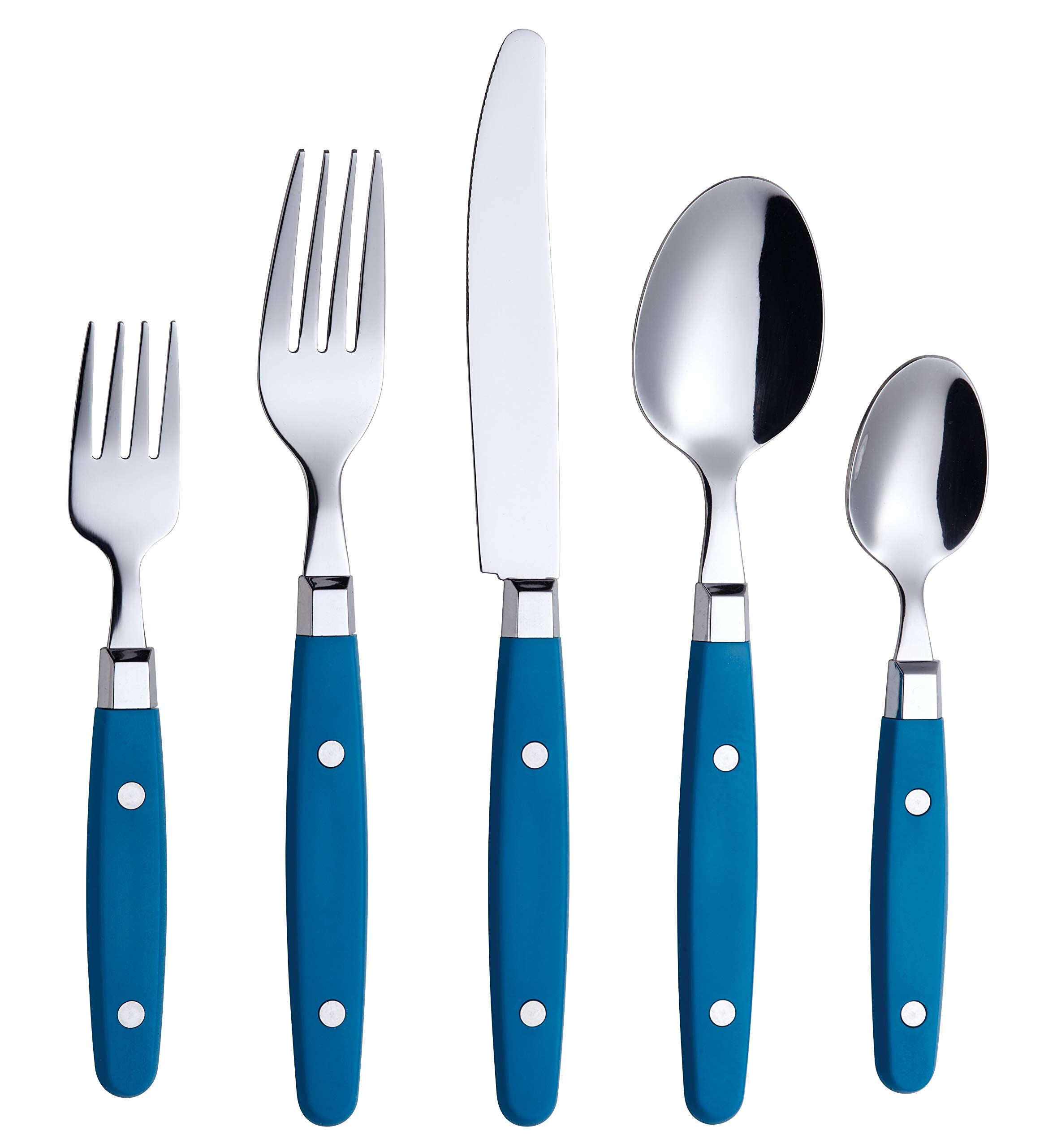ANNOVA Silverware Set, Retro/Rivet Colorful Stainless Steel Tableware Kitchen Flatware Set Utensils, Includes Dinner Knives, Forks, Spoons, Salad Forks & Dessert Spoons (Brown, 20 Pieces)