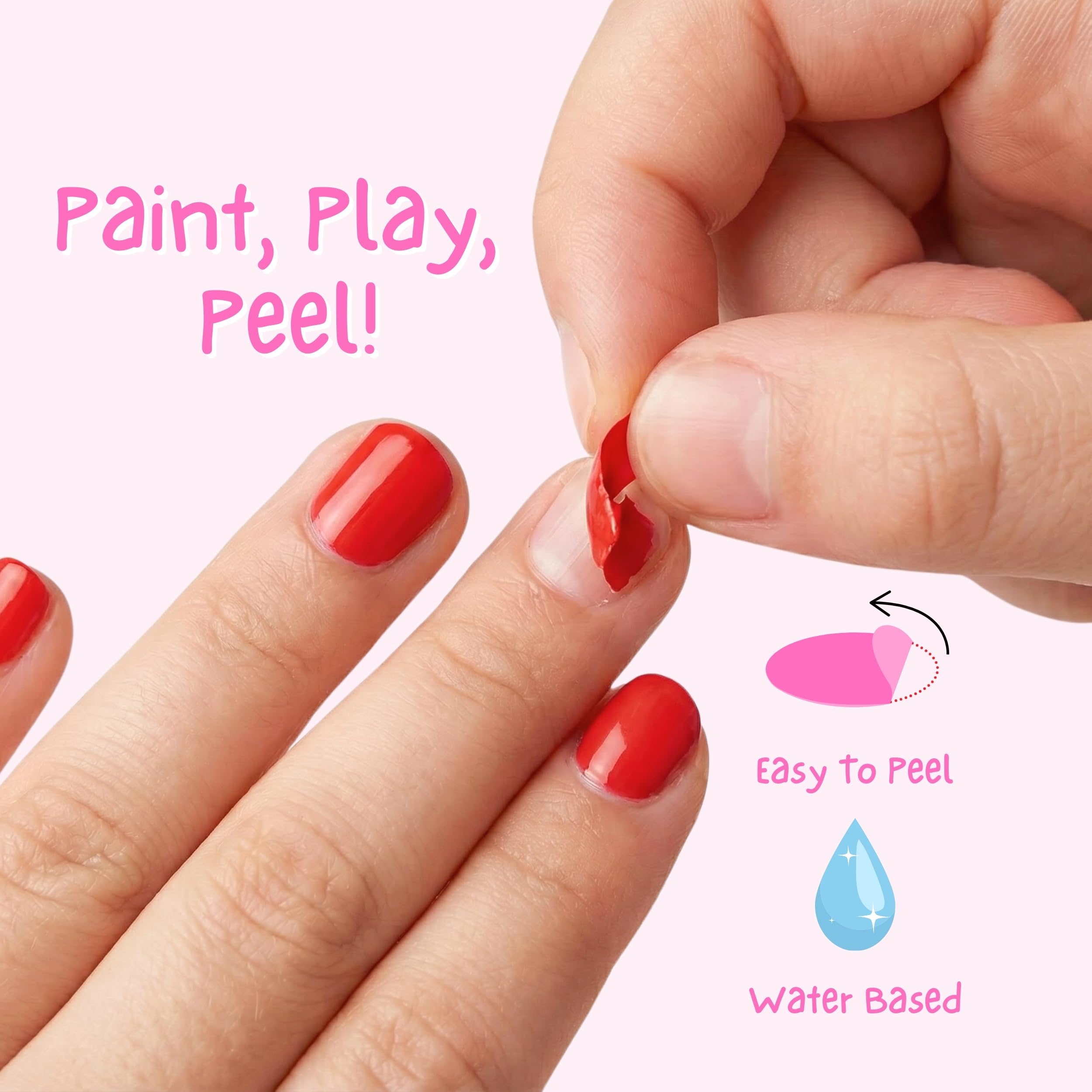 MISS NELLA ABRACADABRA – Safe Special sparkly pink Nail Polish for Kids, Non-Toxic & Odor Free Formula for Children and Toddlers, Natural Water Based for Easy Peel Off (Abracadabra)