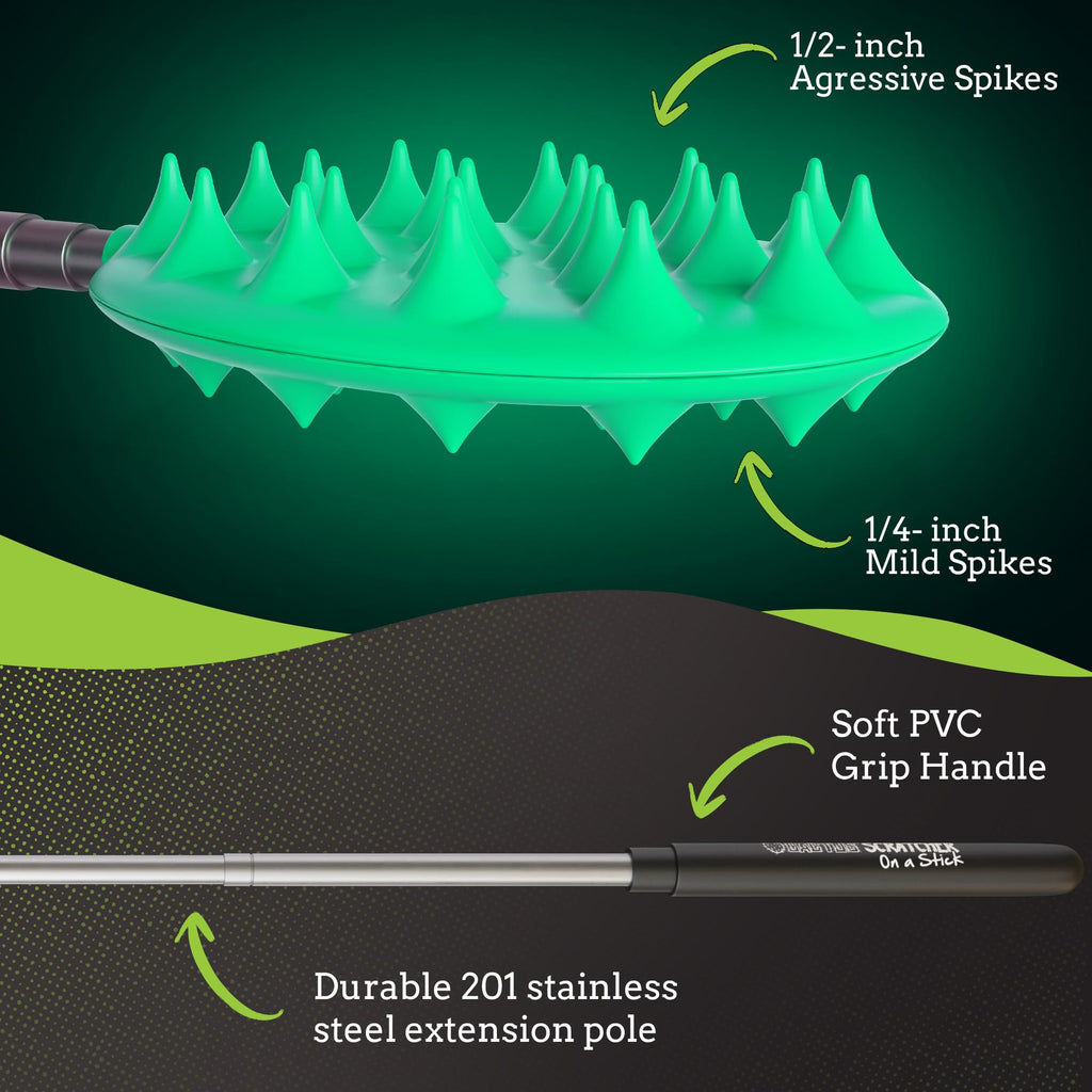Cactus Scratcher Extendable Big Stick Back Scratcher - Extends 29" Long Double Sided Retractable Scratching Tool for Hand, Neck, Head, and Body - Universal Gift for Family, Pets, and Friends, Glow