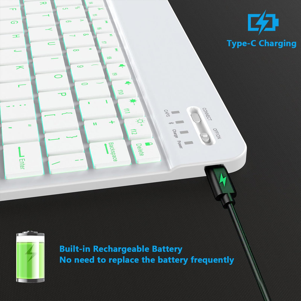 Backlit Bluetooth Keyboard Small Portable Wireless Keyboard Rechargeable Illuminated for Android Samsung Tablet Cell Phone Smartphone iPad A16 11th 10th Generation iPad Pro Air Mini iPhone (Black)