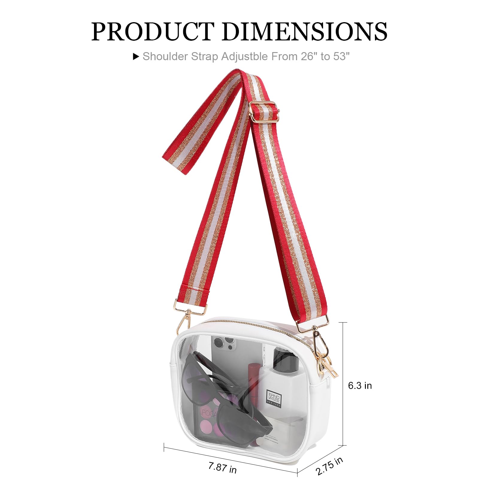 TOBVZOO Clear Bag Stadium Approved, Crossbody Transparent Bag for Concerts Sports Events, Purses for Men & Women