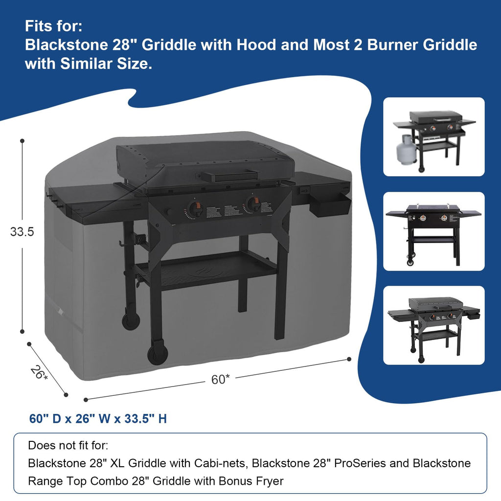 Grill Cover for Outdoor Grill,600D Heavy Duty Griddle Cover for Blackstone 28" Griddle,Waterproof 5483 BBQ Grill Cover with Air Vent and Click-Close Straps