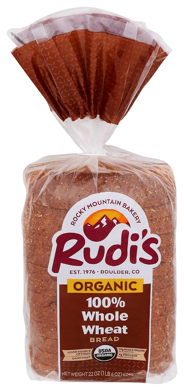 Rudis Bakery, Bread 100 Pct Whole Wheat Organic, 22 Ounce