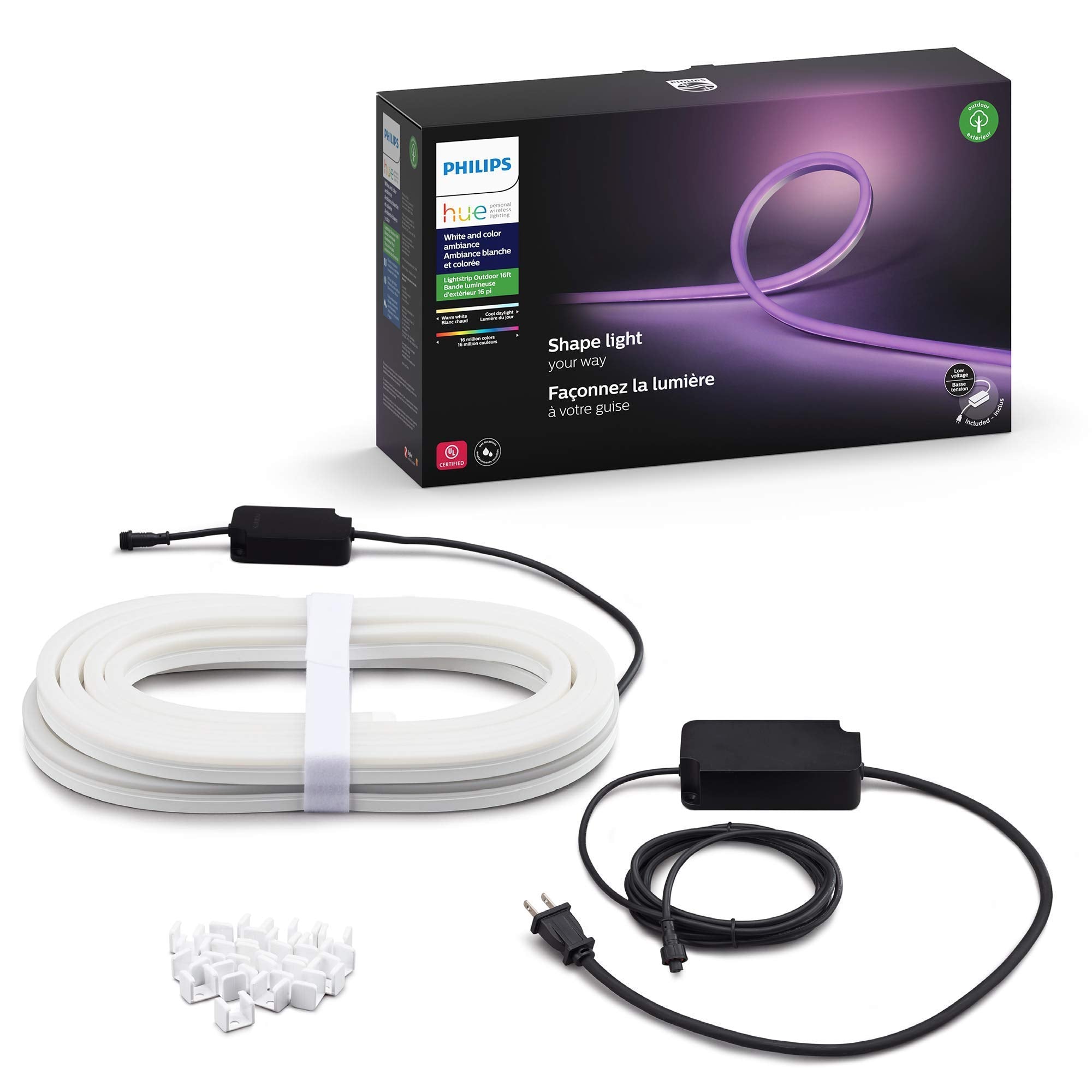 Philips Hue White & Color Ambiance Outdoor LightStrip 5m/16ft (Requires Hue Hub, Works with Amazon Alexa Apple HomeKit and Google Assistant) (530931)