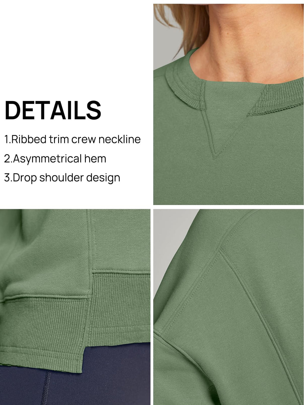 MEROKEETY Women's Oversized Cropped Sweatshirts Crewneck Trendy Workout Pullover Sweater Fall Outfits