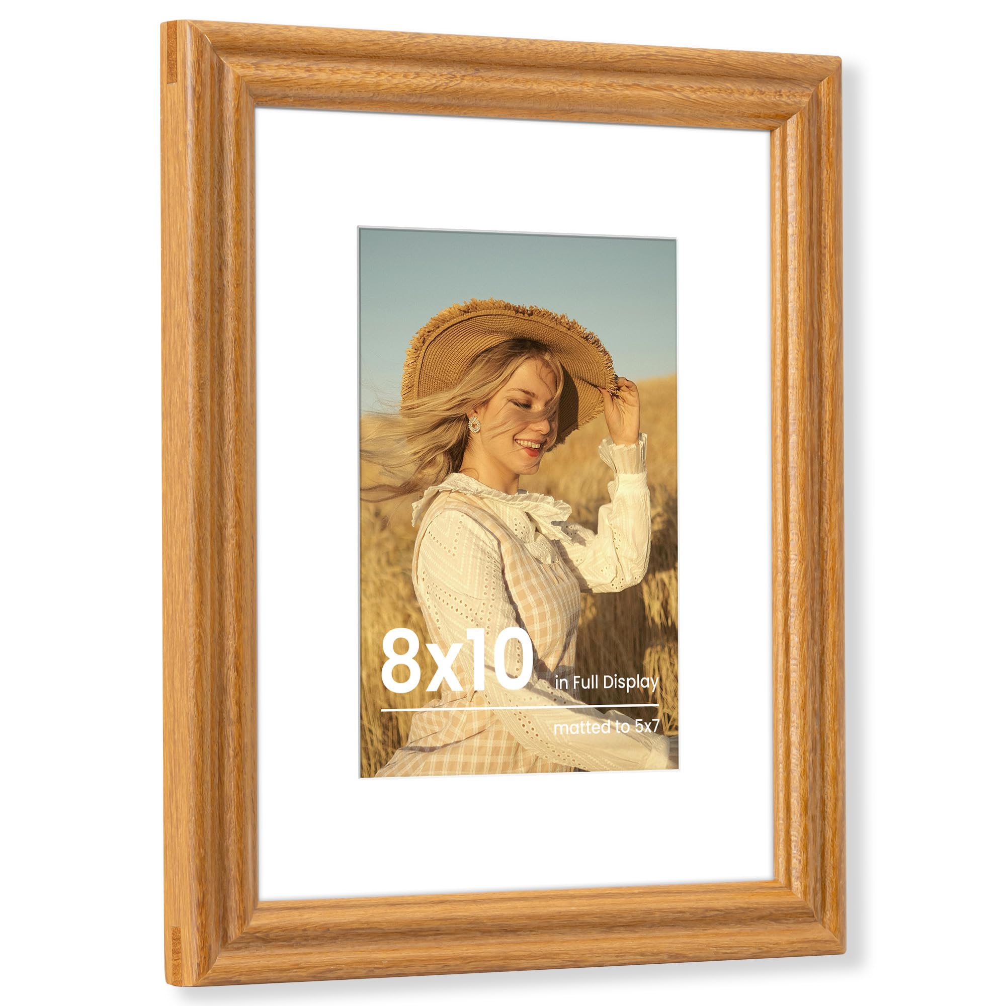 Fun Memories 5x7 Picture Frame with Mat for 4x6 Photo, Solid Elm Wood & Tempered Glass, Rustic Wall & Tabletop Display Frame, Grey, 1 Pack